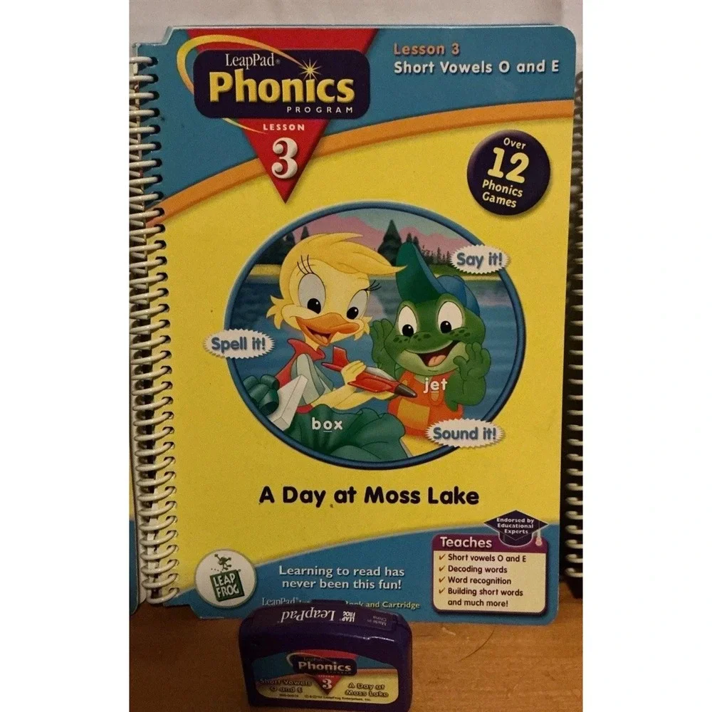 LeapPad Phonics Program Lot of 3 Books & 3 Cartridges, Lessons 2-4